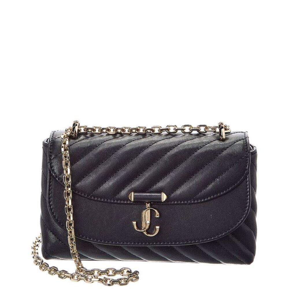 Jimmy Choo Avn Curve Small Leather Crossbody, Black